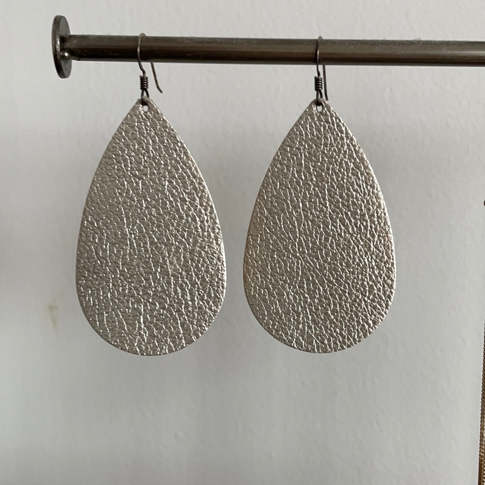 Nickel & Suede 3” Gold Satin Teardrop Earrings